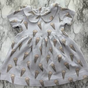 Kate Quinn Organics Baby Girl 6-12 mo Ice Cream Print Dress 100% Organic Cotton